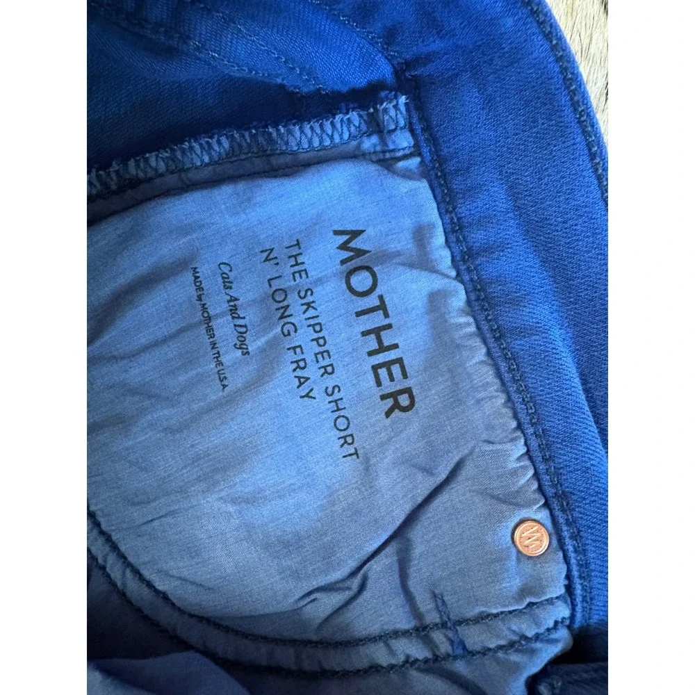 Mother Denim The Skipper Short N' Long Fray In Cats And Dogs Blue Size 26